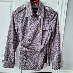 Nine West Animal Print Short Trench Coat